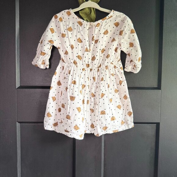 Old Navy Play Dress - White with Cheetah Face & Black Polka Dots - Size 2T - Picture 2 of 2